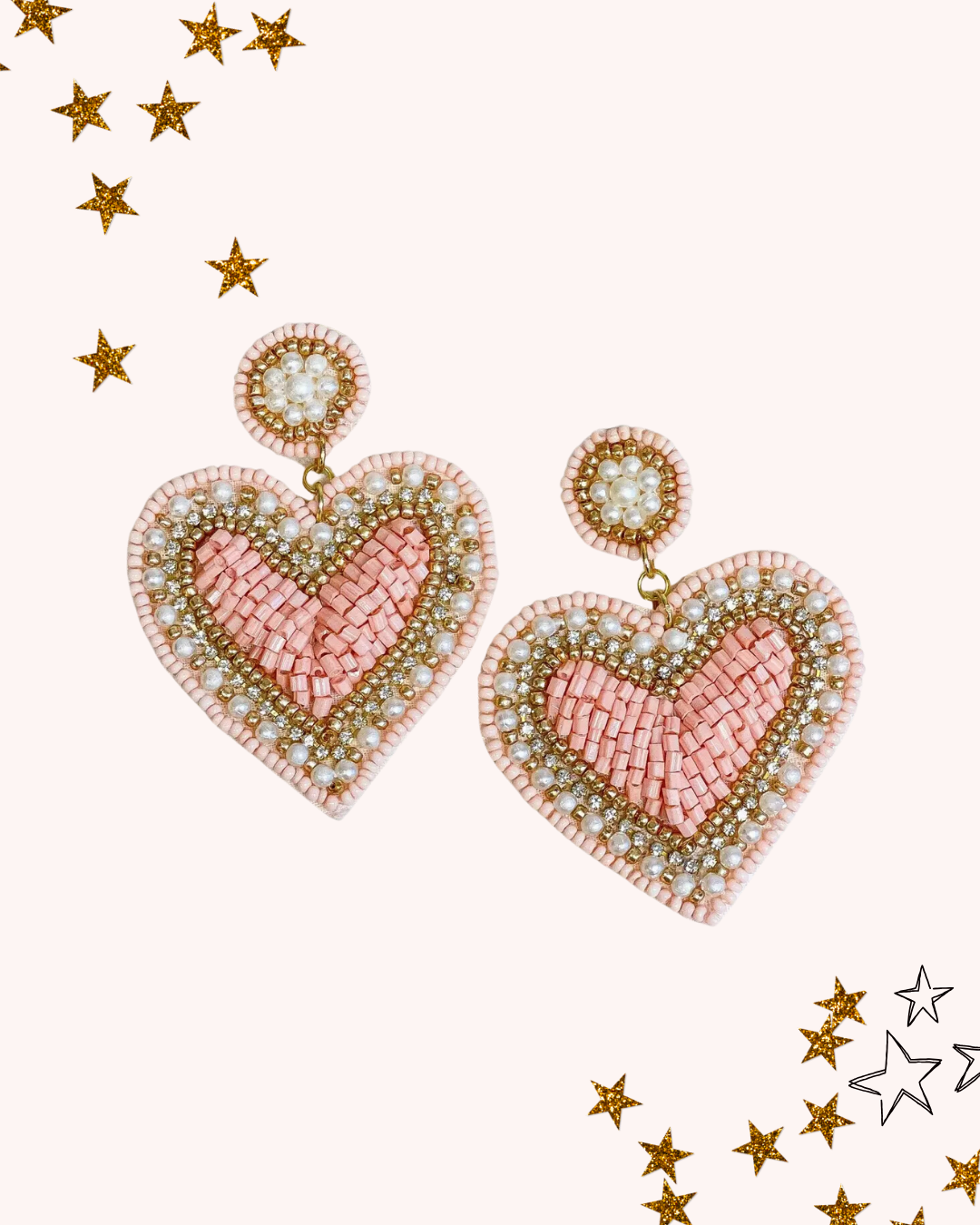 Glitzy Rhinestone Heart Dangle Earrings