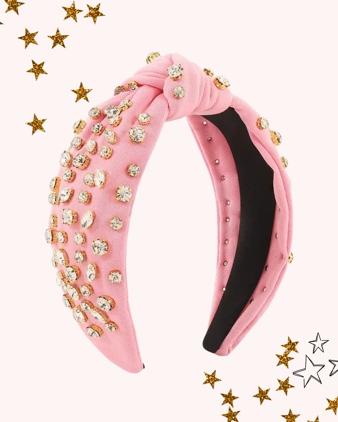 Top Knot Rhinestone Headband in Light Pink