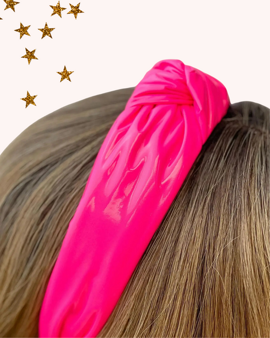 Hot Pink Faux Patent Leather Headband