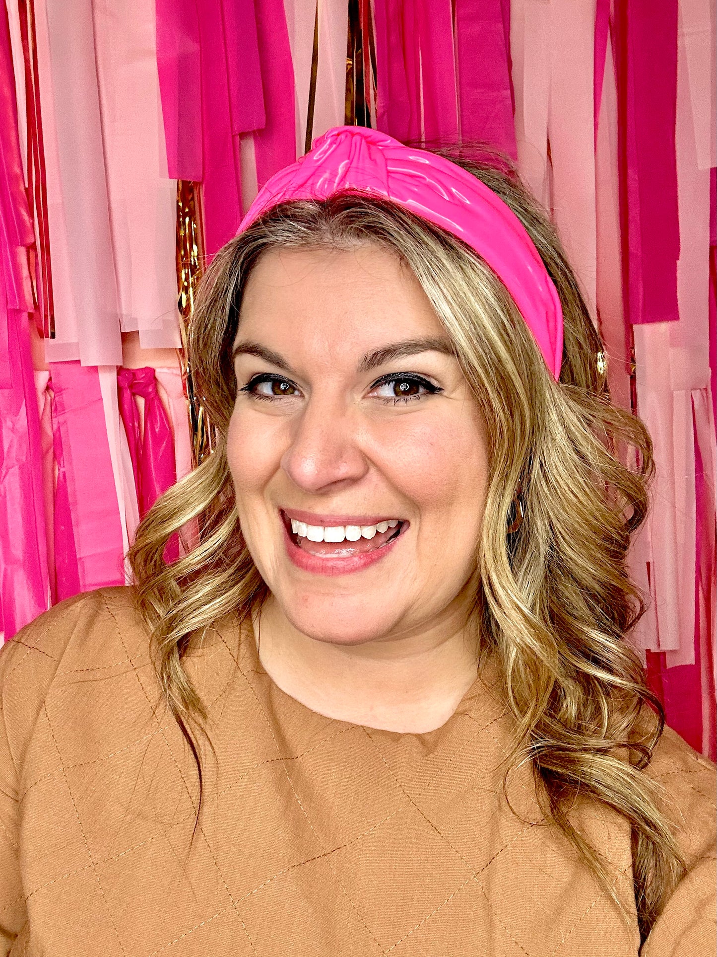 Hot Pink Faux Patent Leather Headband